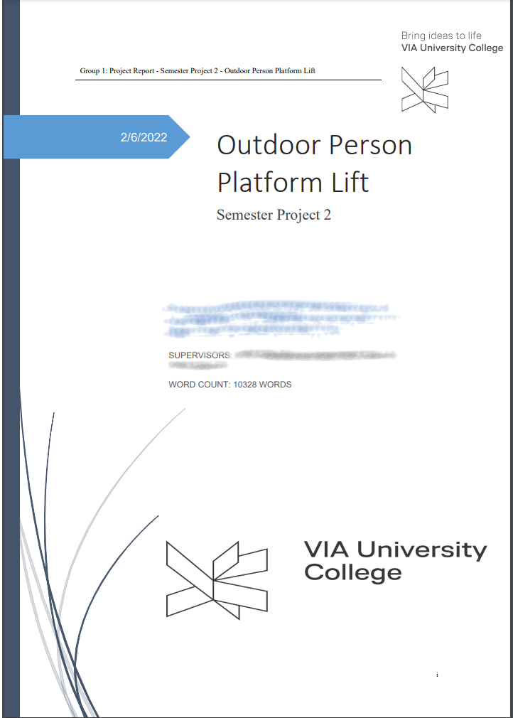 VIA University Report om platformlift | HYDRO-CON